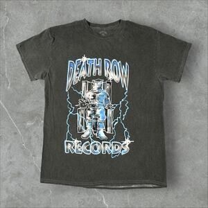 Death Row Records Hip-Hop Rapper Label Size Medium Y2K Stone Wash T-Shirt